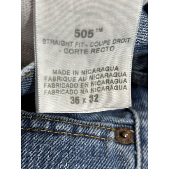 Levi's 505 Straight Fit Jeans Men's 36x32 Classic Blue Denim - Picture 6 of 10